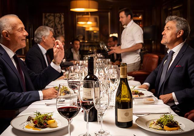 Serata enogastronomica con vini emiliani e cucina gourmet nella sala del club maschile di Parma